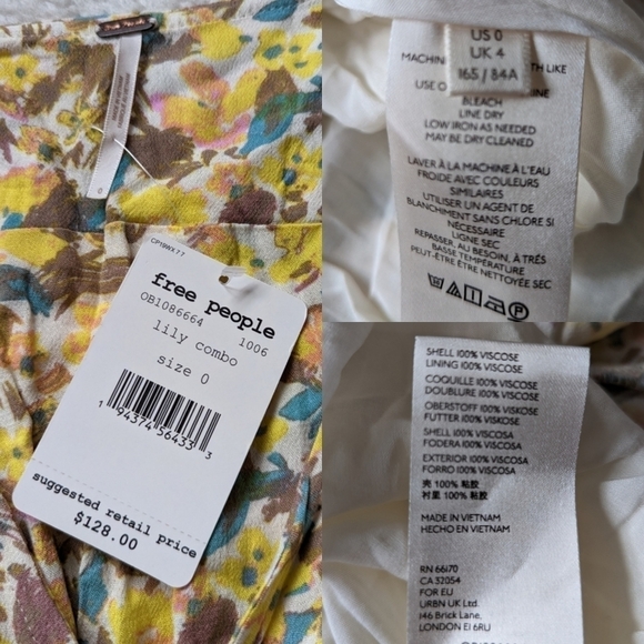 Free PEOPLE forget me not floral mini dress 0 xs - Picture 11 of 16